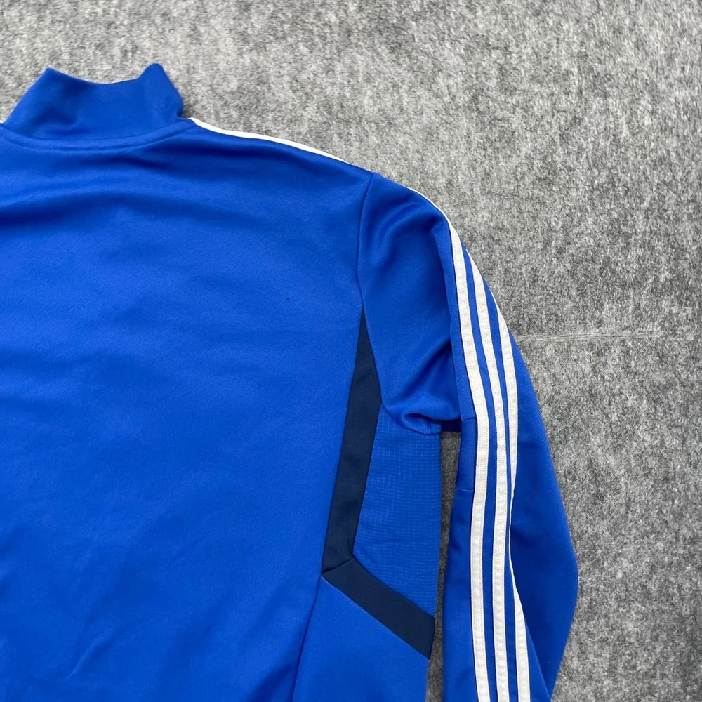 Adidas Track Jacket Mens Medium Climalite Blue Soccer Full Zip Stripe